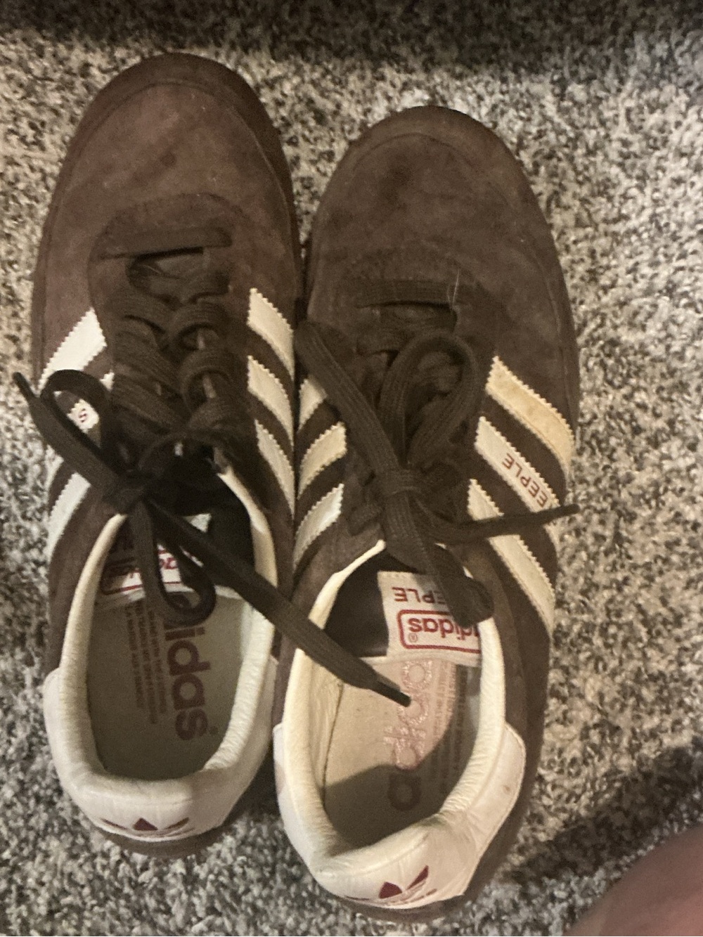 adidas Brown Suede Sneakers with Cream Stripes Steeple